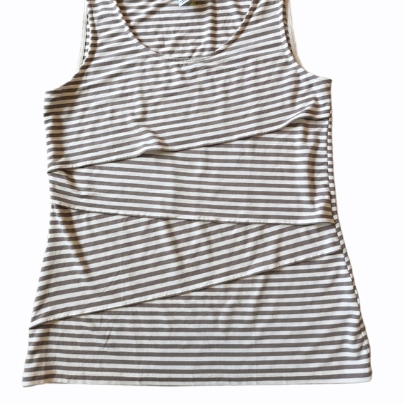 DKNY striped tank top beige and white sz M - Picture 6 of 8